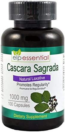 elp essential Cascara Sagrada Natural Laxative Regularity 1000mg 100 Capsules - Image 1