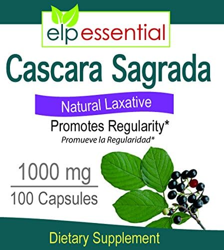 elp essential Cascara Sagrada Natural Laxative Regularity 1000mg 100 Capsules - Image 2