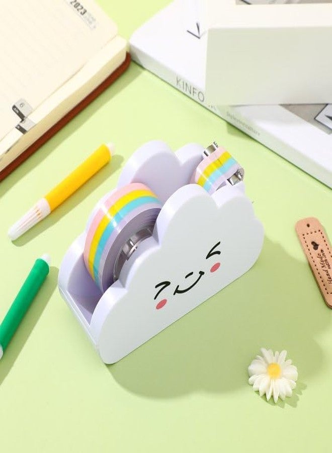 BWESOO White Tape Desk Dispenser Cute Tape Dispenser Cloud Tape Cutter with Rainbow Novelty Tape Dispenser Holder for Home School Office Stationary Packaging Wrapping Craft Supplies Tape Dispensers - Image 2