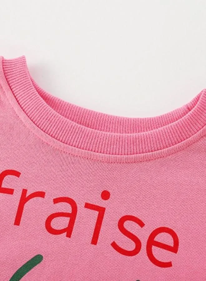 يونيكي Pink Printed Long Sleeve Crew Neck T-Shirt
