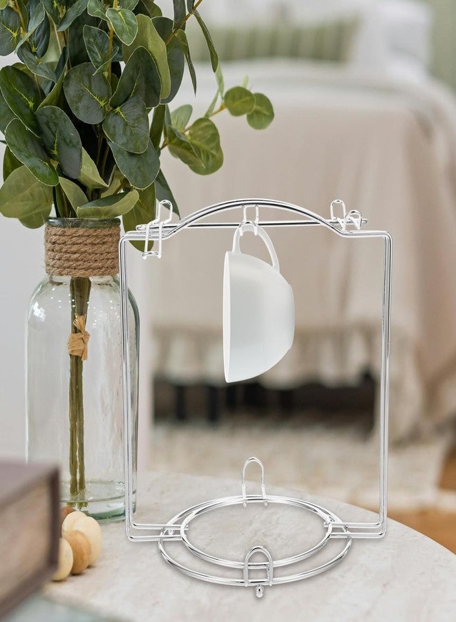 جارنيك منظم أكواب وأطباق من الفولاذ المقاوم للصدأ من جارنيك، حامل لأكواب وأطباق، مناسب لخزائن المطبخ ورفوفها، يتسع لـ 4 أكواب و6 أطباق، لون فضي - Image 3