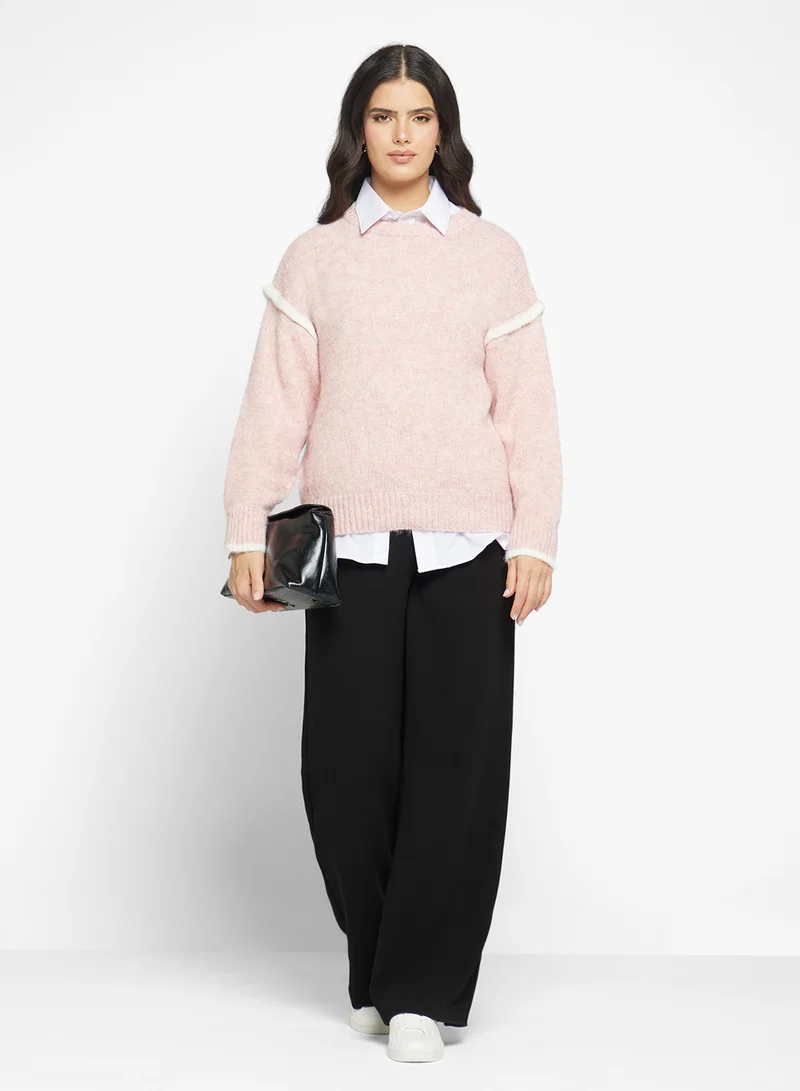 Ginger Oversize Contrast Trim Detail Sweater
