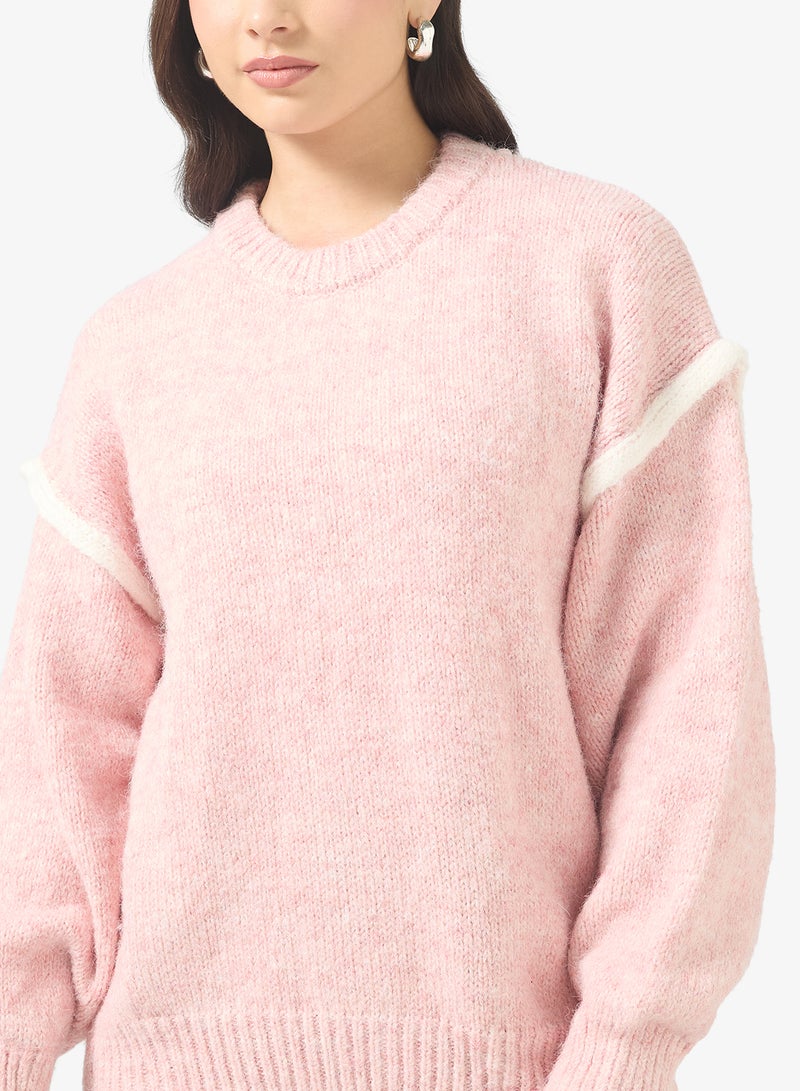 جينجر كنزة بياقة متباينة بتفاصيل كبيرة - Image 3