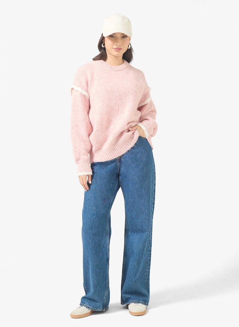 Ginger Oversize Contrast Trim Detail Sweater - Image 4