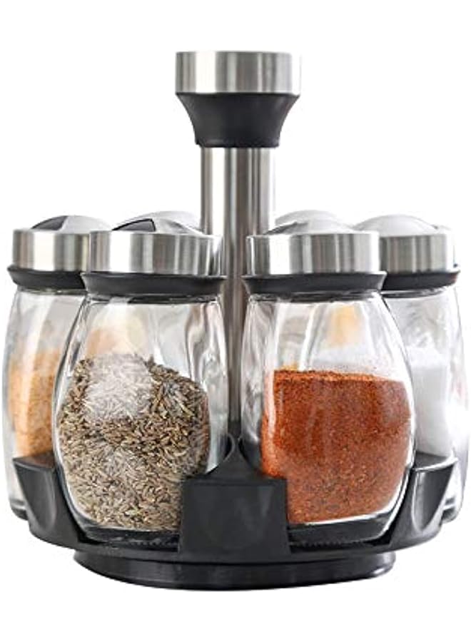 Zaboon Revolving Spice Rack Organizerwith 360°Rotating Holder Spinning Countertop Seasonings Sets To Fit Cabinets Or Countertopswith 6 Glass Jar Bottles (Spices Not Included) - Image 1
