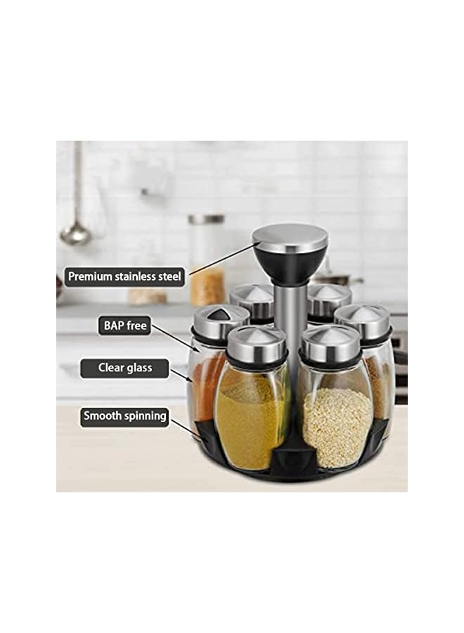 Zaboon Revolving Spice Rack Organizerwith 360°Rotating Holder Spinning Countertop Seasonings Sets To Fit Cabinets Or Countertopswith 6 Glass Jar Bottles (Spices Not Included) - Image 4
