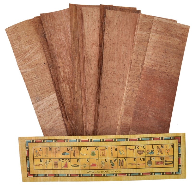 CraftsOfEgypt 10 Egyptian Papyrus Paper Bookmarks 7.2 x2.0 inch (5x18 cm) - Ancient Papyrus Blank Book Marks Sheets-Papyri for Art Project, Scrapbooking, and School History - Ideal Teaching -