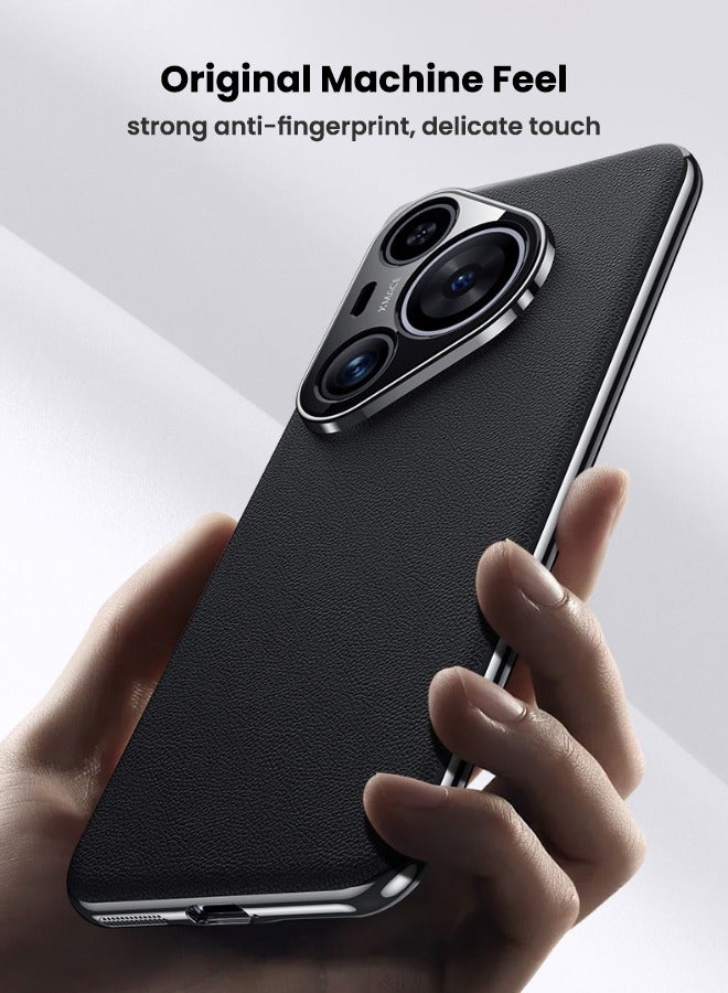 Huawei Pura 70 Pro (NOT for Pura 70) Phone Case, Composite Material Leather Back Cover, Luxury, Elegant, Anti-Drop, Non-Slip, Camera Protection Design Cover, Slim Leather Case for Huawei Pura 70 Pro (Black)  - Image 4