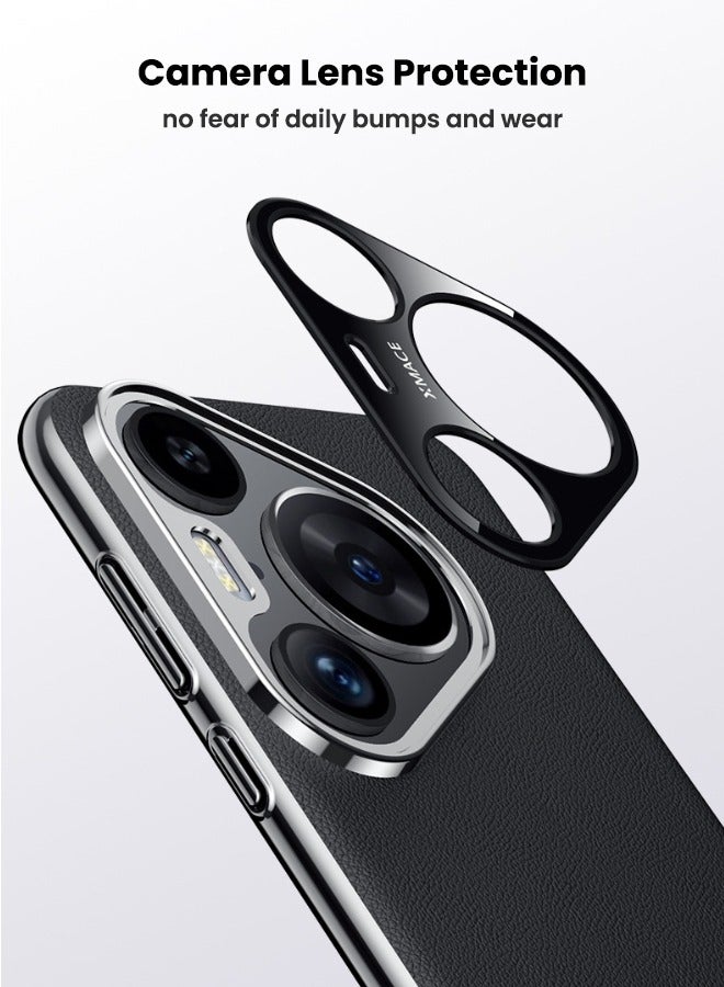 Huawei Pura 70 Pro (NOT for Pura 70) Phone Case, Composite Material Leather Back Cover, Luxury, Elegant, Anti-Drop, Non-Slip, Camera Protection Design Cover, Slim Leather Case for Huawei Pura 70 Pro (Black)  - Image 5