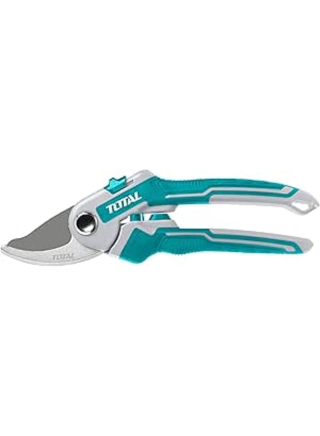 TOTAL Mr. Light Lights Your Life Total Tools Pruning Shear/Cutter, 8", ⌀16mm with lock, 55# Carbon Steel Blade, TPR Grip, all Purpose Garden Use