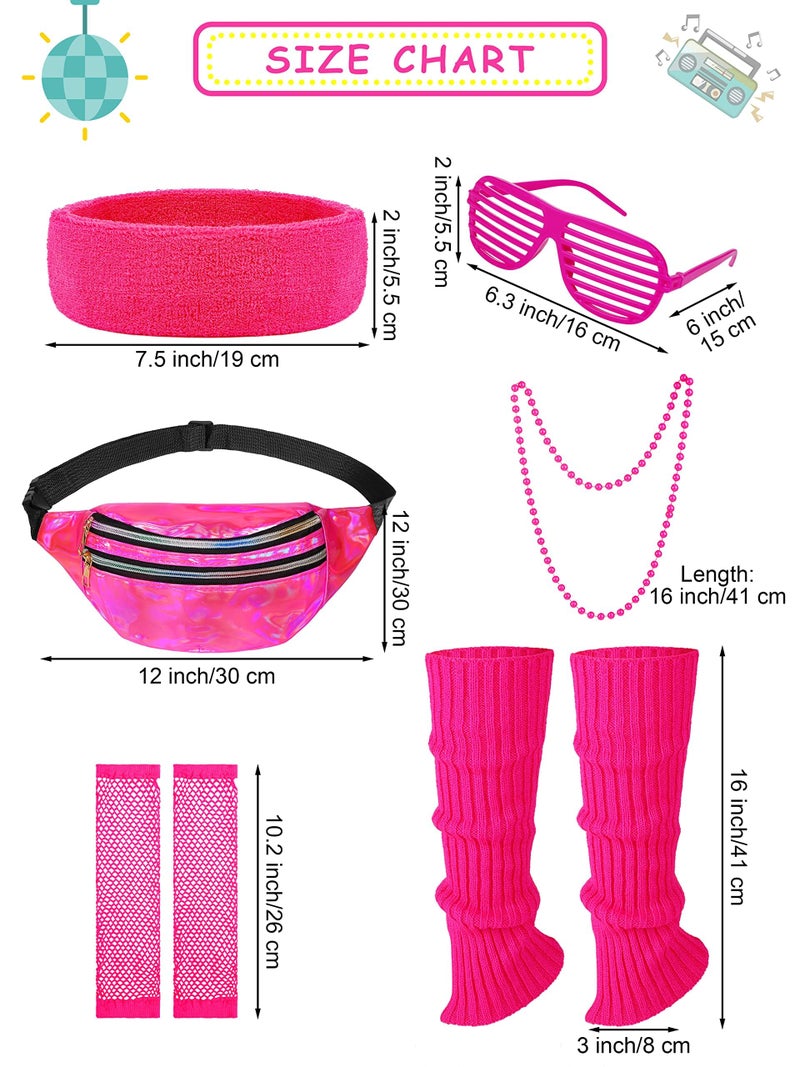 SOMSOC 13 Pieces Girls 80s Outfit for Kids Halloween Costume Accessories Set for Cosplay 1980s Party - Image 3