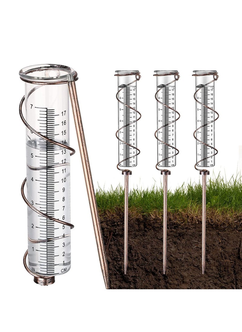 NIBEMINENT Rain Gauge Glass 7 Inch Dual Scale Spiral Detachable Metal Frame Sturdy Reliable for Outdoor Yard Garden Lawn Backyard Front Door Weather Watchers Gifts 4PCS  - Image 1