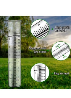 NIBEMINENT Rain Gauge Glass 7 Inch Dual Scale Spiral Detachable Metal Frame Sturdy Reliable for Outdoor Yard Garden Lawn Backyard Front Door Weather Watchers Gifts 4PCS  - Image 2