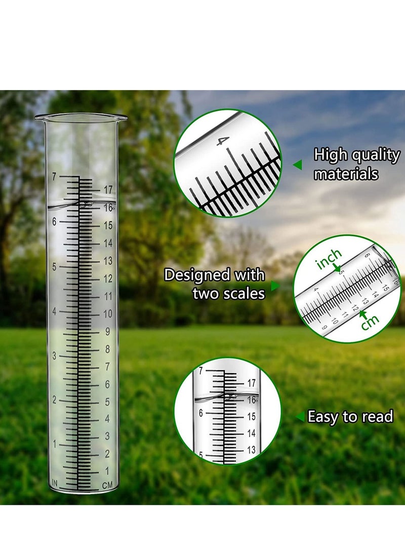 NIBEMINENT Rain Gauge Glass 7 Inch Dual Scale Spiral Detachable Metal Frame Sturdy Reliable for Outdoor Yard Garden Lawn Backyard Front Door Weather Watchers Gifts 4PCS  - Image 2
