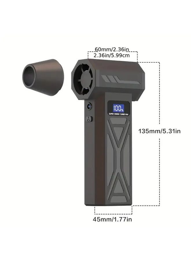 Black Portable Turbojet Fan Air Blower Type C Fast Charging For Car Cleaning Cooling - Image 2