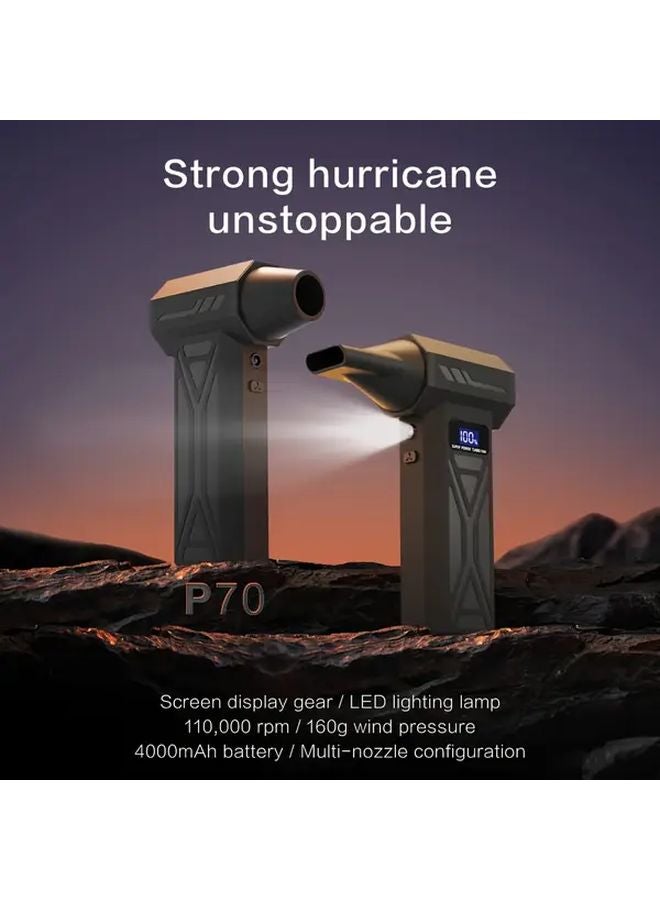 Black Portable Turbojet Fan Air Blower Type C Fast Charging For Car Cleaning Cooling - Image 1