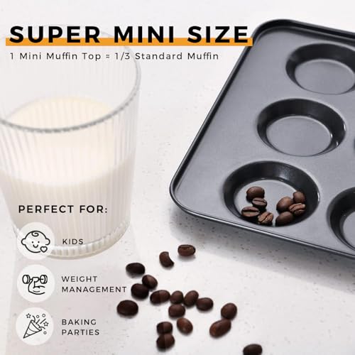 HONGBAKE Mini Muffin Top Pan for Baking, Premium 12 Cavity Small Whoopie Pie Pan, Nonstick Yorkshire Pudding Pan for Pansuffin, Moon Pie, Cookies, Dishwasher Safe and Easy to Clean - Image 4