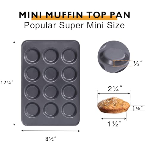 HONGBAKE Mini Muffin Top Pan for Baking, Premium 12 Cavity Small Whoopie Pie Pan, Nonstick Yorkshire Pudding Pan for Pansuffin, Moon Pie, Cookies, Dishwasher Safe and Easy to Clean - Image 2