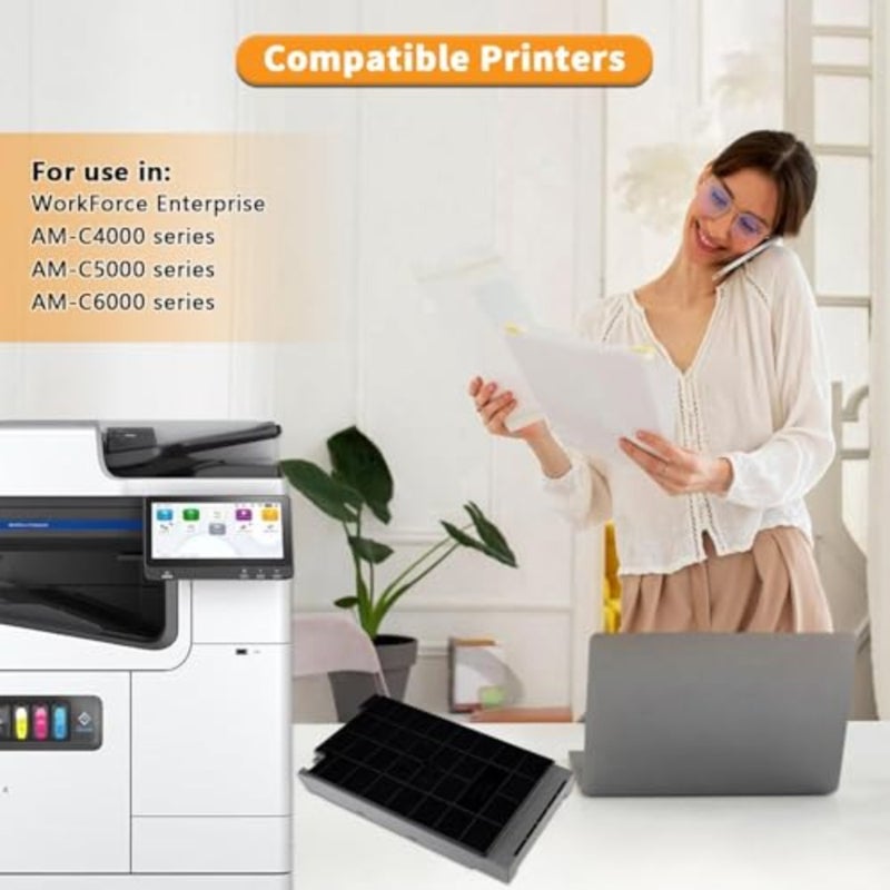 الطباعة المكتبية: مجموعة خراطيش حبر متوافقة عالية الإنتاجية لـ WorkForce Enterprise AM-C4000/C5000/C6000، باللون الأسود القائم على الصبغة واللون CMY القائم على الصبغة، حزمة من 4 ألوان مع شريحة ذكية - Image 3