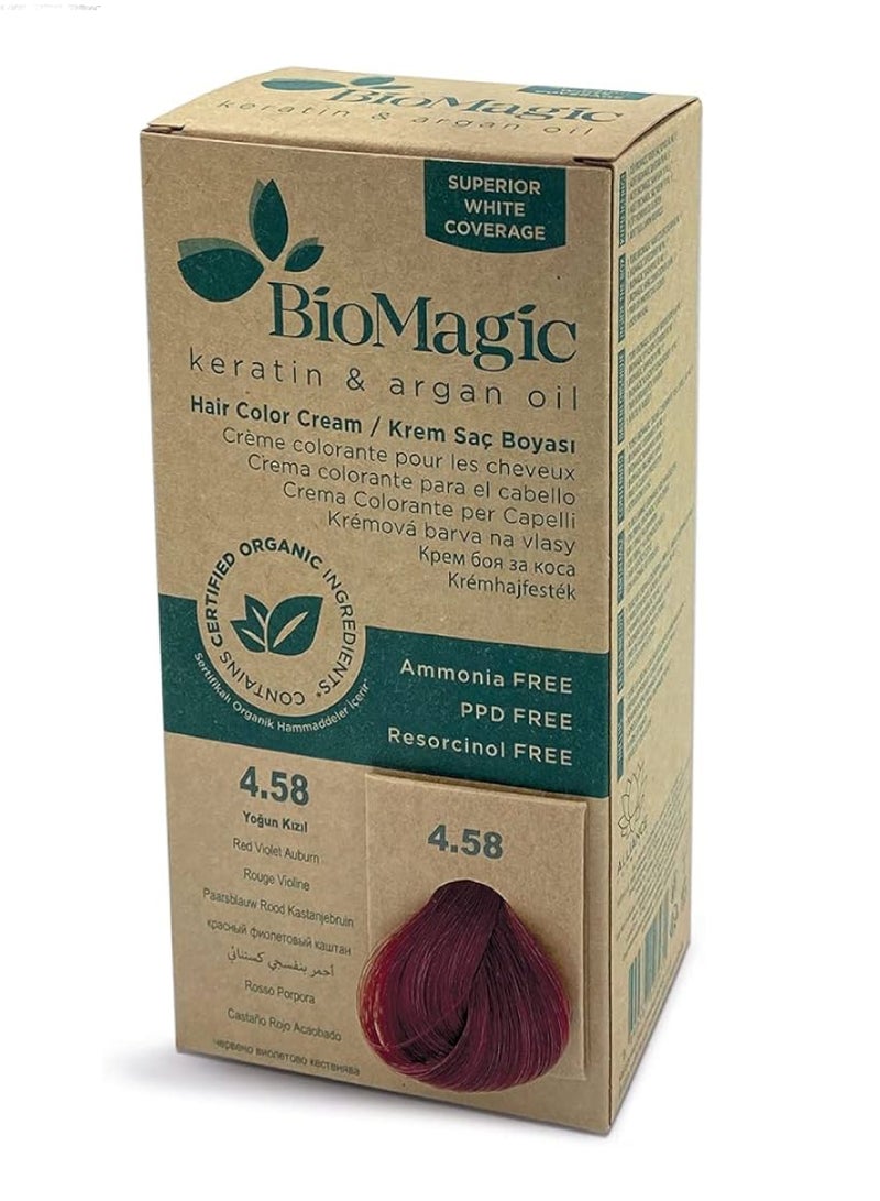 BIO MAGIC HAIR COLOR 4.58 RED VIOLET AUBURN