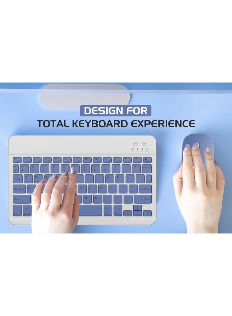 ELTRAZONE Wireless Bluetooth Rechargeable Keyboard and Mouse Combo Slim Compact Keyboard Kit with Long Battery Life Silent Click Mouse for Laptop Tablet and PC Purple - Image 3