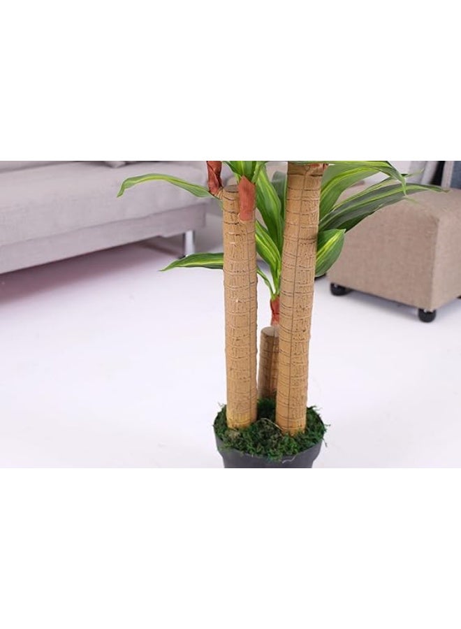 MARCOLO Artificial Dracaena Tree with Pot, Green, Indoor Decor, Realistic Foliage (100cm) - Image 3