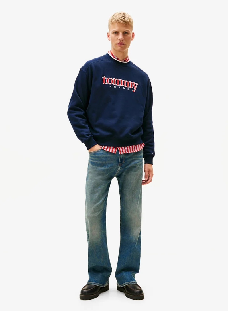 TOMMY JEANS  90S Texture Graphic Crew Neck Sweatshirt for Men | Best Price UAE