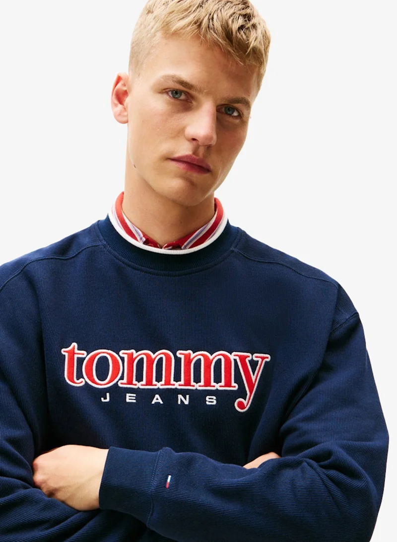 TOMMY JEANS  90S Texture Graphic Crew Neck Sweatshirt for Men | Best Price UAE