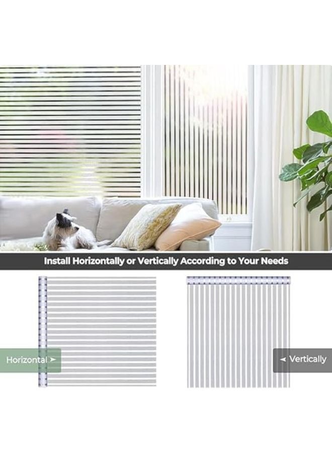 ستائر نافذة للحفاظ على الخصوصية غشاء نافذة مخطط ذاتية اللصق لحماية الخصوصية، غشاء فينيل زجاجي لحجب الاشعة فوق البنفسجية لتزيين النوافذ والابواب مقاس 60 × 200 سم - Image 3