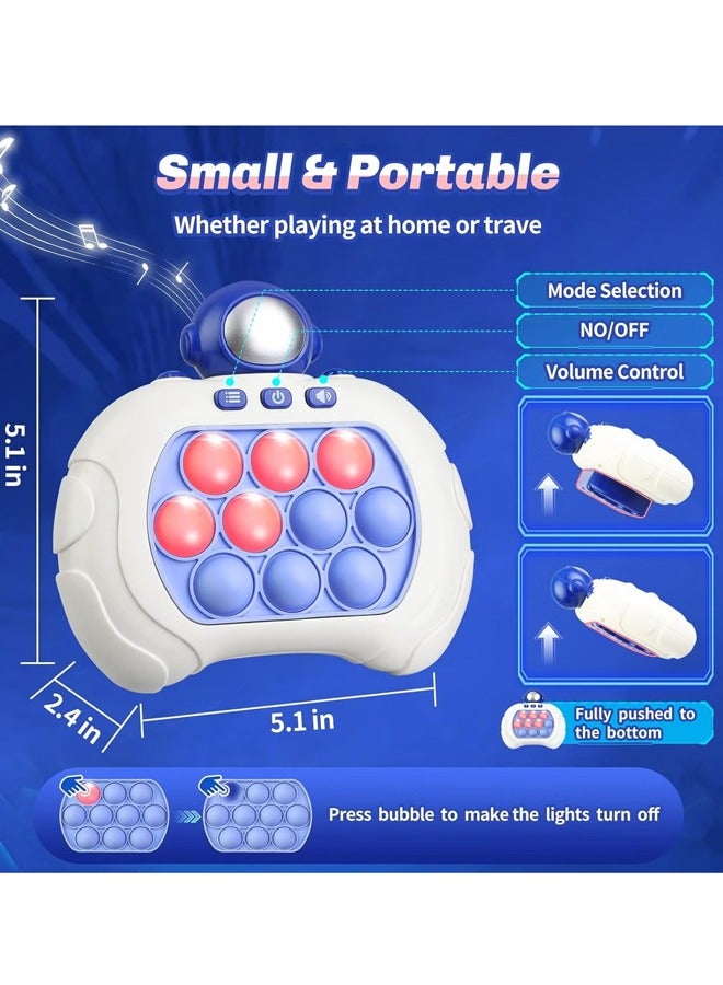 Quick Push Electronic Pop Light Up Games Decompression Puzzle Machine Sensory Push Pop Bubble Toy-Interactive Button Toy for Kids(Blue Astronaut) - Image 5