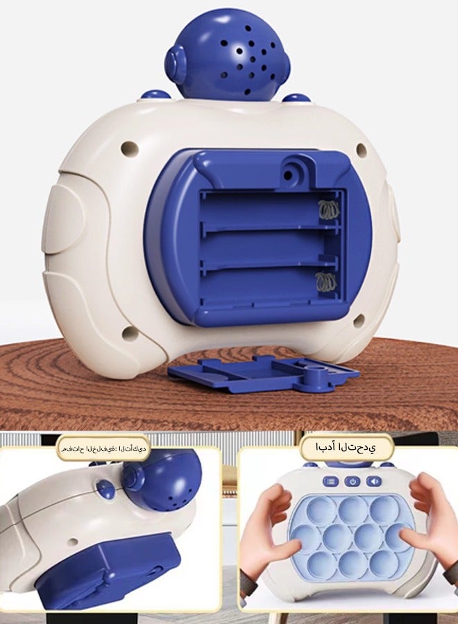 Quick Push Electronic Pop Light Up Games Decompression Puzzle Machine Sensory Push Pop Bubble Toy-Interactive Button Toy for Kids(Blue Astronaut) - Image 2