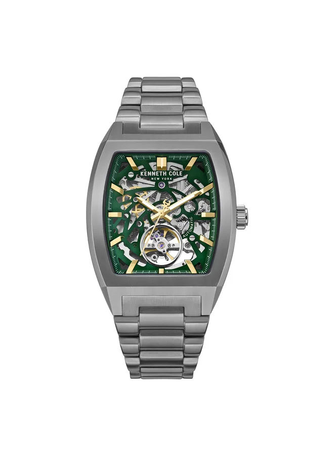كينيث كول نيو يورك Green Dial Stainless Steel Bracelet Multifunction Watch for Men, 40mm