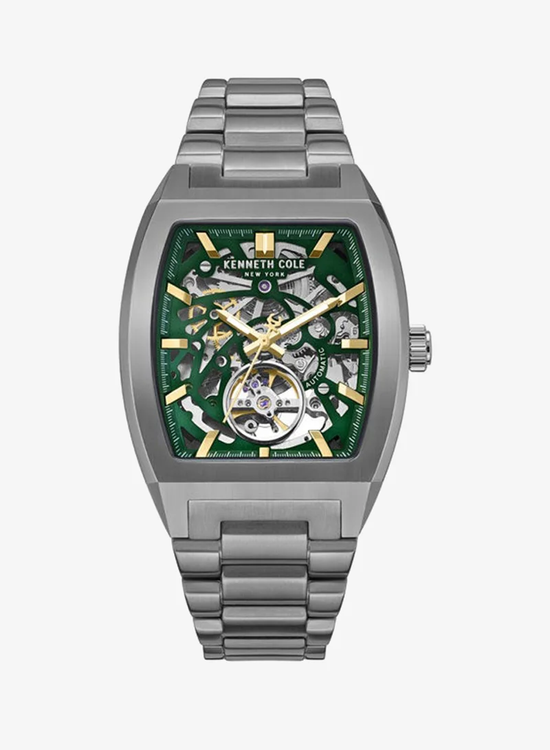 كينيث كول نيو يورك Green Dial Stainless Steel Bracelet Multifunction Watch for Men, 40mm