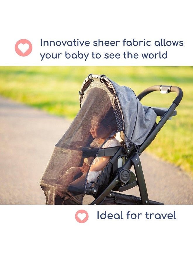 IntiMom - Sun Shade For Strollers (Large Original). Universal Adjustable Spf 30+ Sunshade With See Through. Your Baby Will The World And Will Be Protected. Stroller Sun Shade Extender By Intimom - Image 1