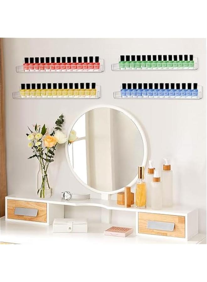 Arabest 6 Pack Nail Polish Organizer Wall Mounted Shelf with Removable Anti-Slip End Inserts, Paint Rack Acrylic Organizers Display for Wall, Nail Polish Rack Displays 90 Bottles, 15 Inch  - Image 2