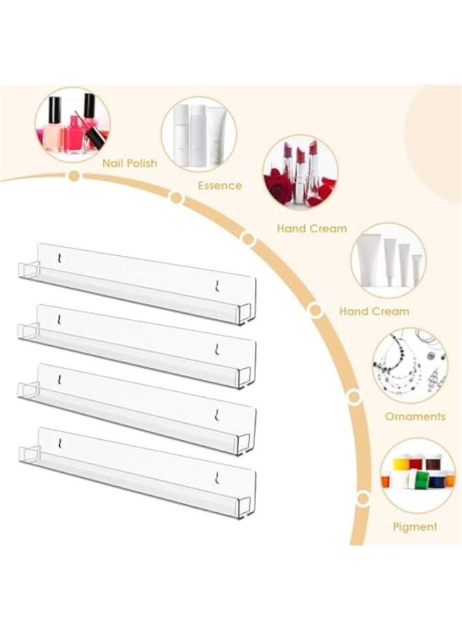 Arabest 6 Pack Nail Polish Organizer Wall Mounted Shelf with Removable Anti-Slip End Inserts, Paint Rack Acrylic Organizers Display for Wall, Nail Polish Rack Displays 90 Bottles, 15 Inch  - Image 4