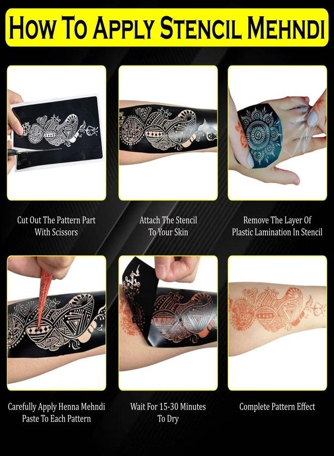Komstec Beautiful Mehndi Stencil for Beginners for Palm and Finger One Set for Both Hand Easy-to-Use Henna - Image 5