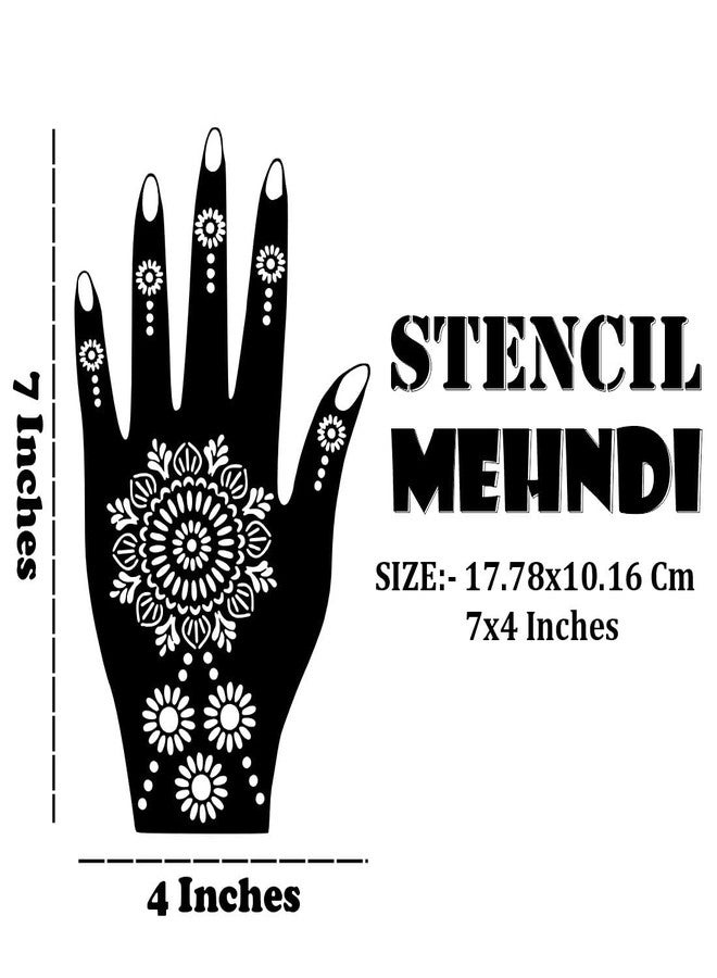 Komstec Beautiful Mehndi Stencil for Beginners for Palm and Finger One Set for Both Hand Easy-to-Use Henna - Image 3