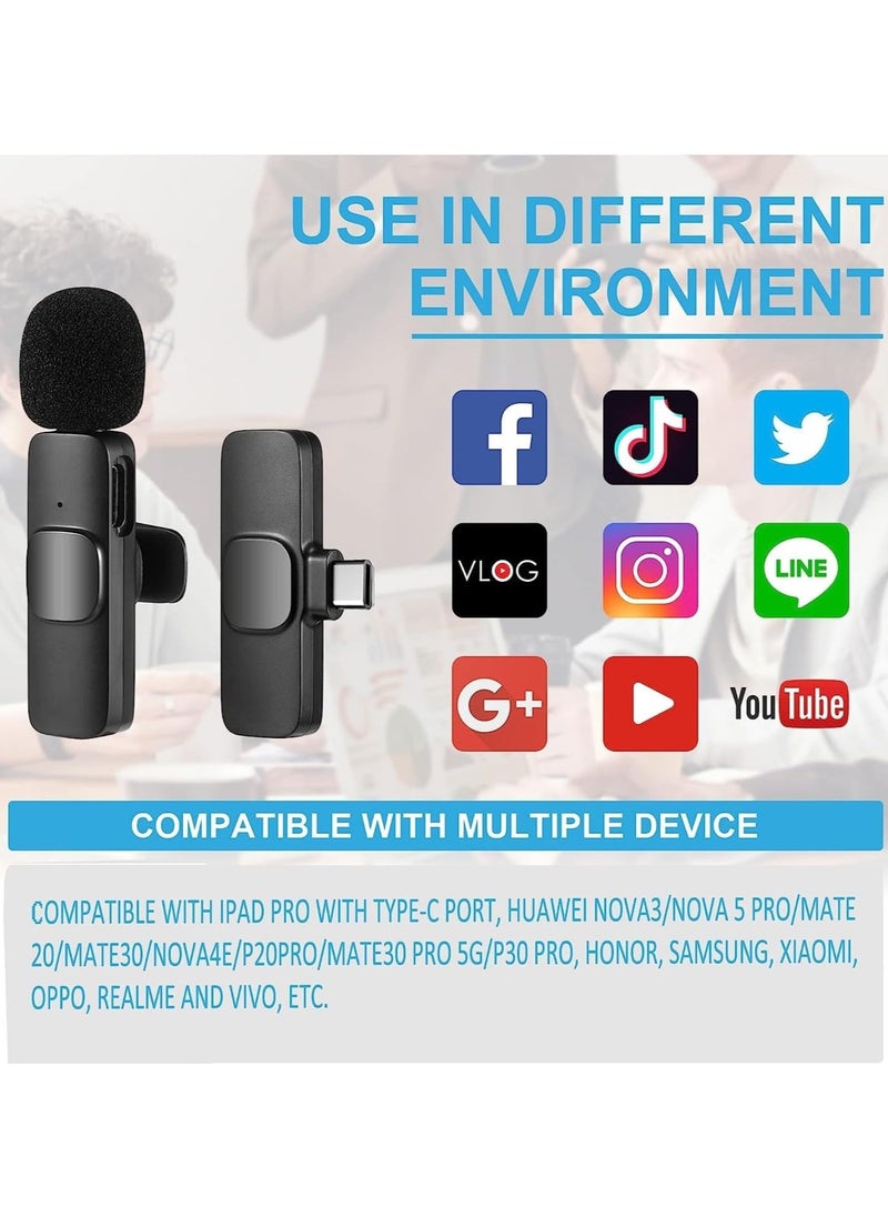 Generic - K9 Wireless Lavalier Microphone (2 Pcs) – Auto Noise Reduction, Compatible with USB-C, iPhone, iPad, Android Devices, Macs, and Laptops - Image 1