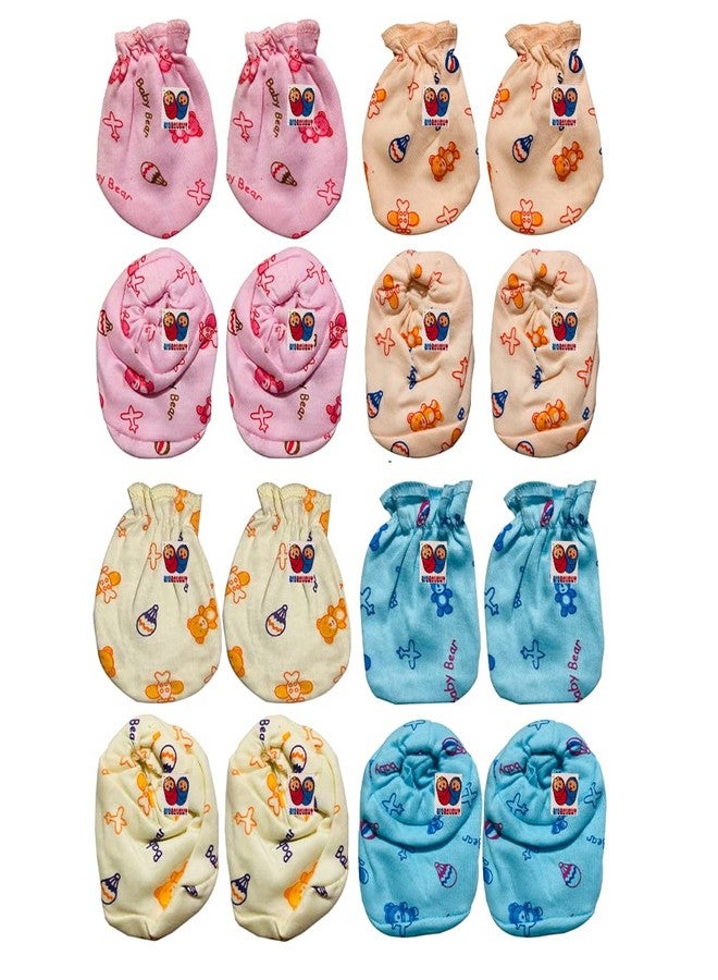 Bigbought Baby Boy and Baby Girl Cloth Set Combo of Mittens (4 Pair), Cap (4 Pair) and Cap (3 Pcs), Hosiery Soft Fabric, 0 to 4 Months - Image 4