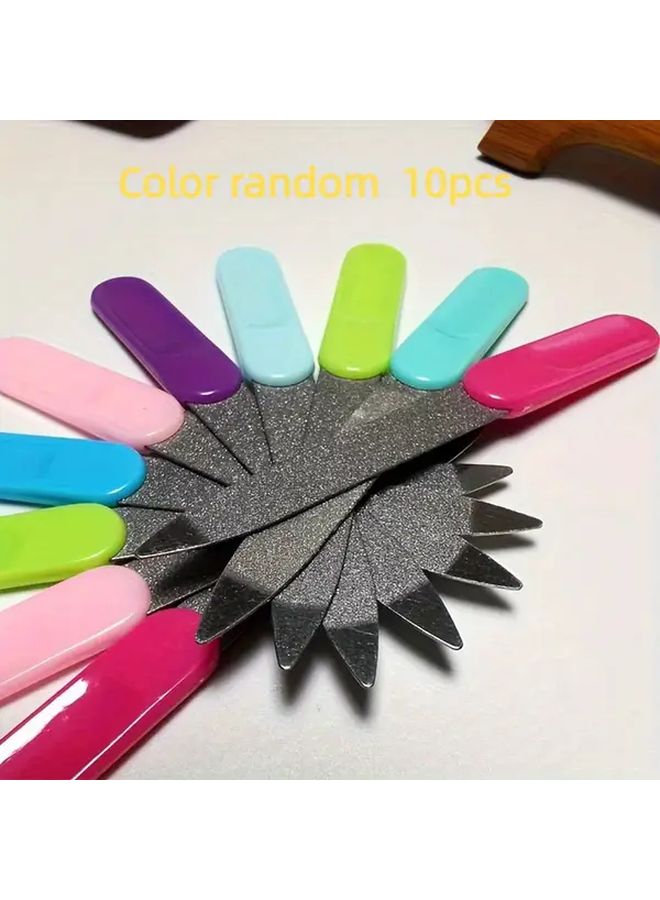 10 Pieces Random Color Stainless Steel Nail Files Double Sided Grinding Nail Art Polishing Tool - Image 1