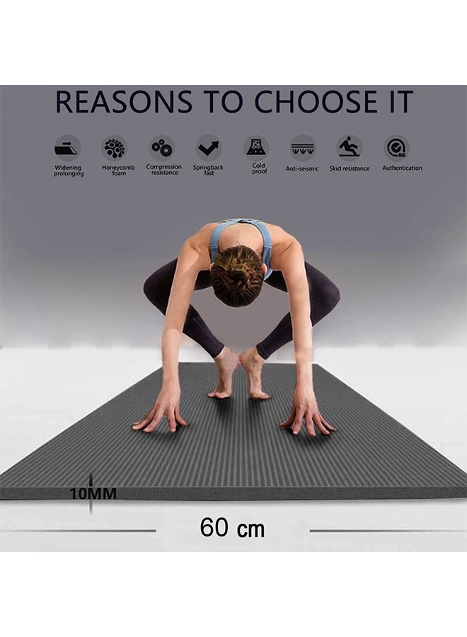 Nariele Pack of 4 Non-Slip yoga mat Anti-Tear Exercise Mat With Carrying Strap 183x61x1cm Black - Image 4