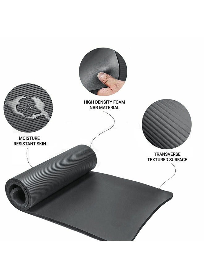 Nariele Pack of 4 Non-Slip yoga mat Anti-Tear Exercise Mat With Carrying Strap 183x61x1cm Black - Image 5