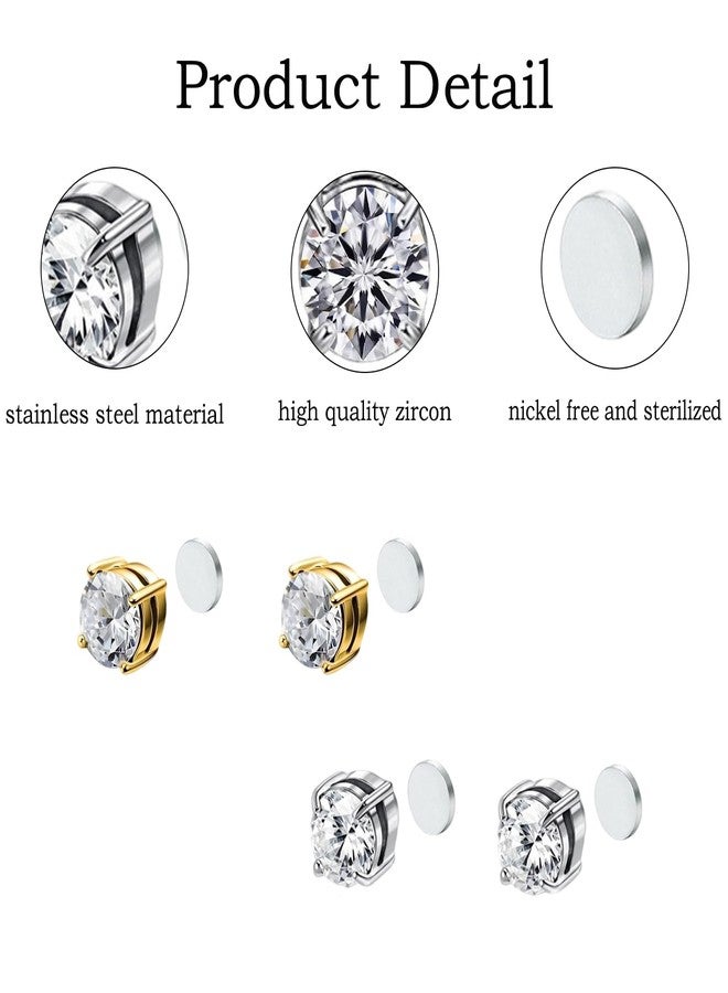 FFZDENA 4 Pcs Ear Cuffs Without Piercing(Silver & Gold), Clip On Earrings For Non Pierced Ears, Stainless Steel Zirconium Pressing Earrings For Women No Hole, Non Pierced Earrings For Special Occasions - Image 3