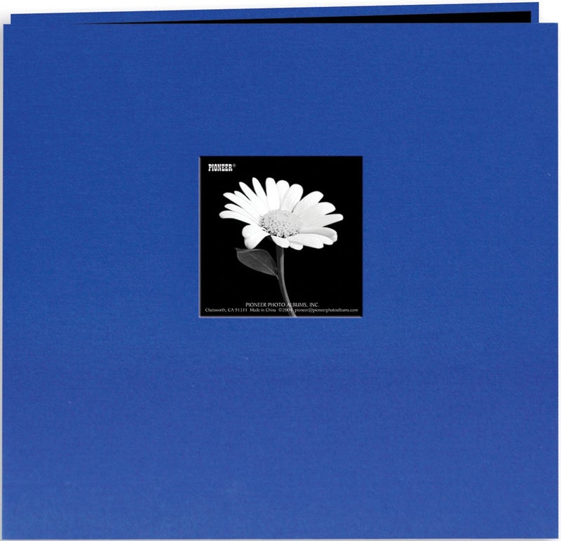 Pioneer Photo Albums Pioneer 8 Inch by 8 Inch Postbound Fabric Frame Cover Memory Book Cobalt Blue