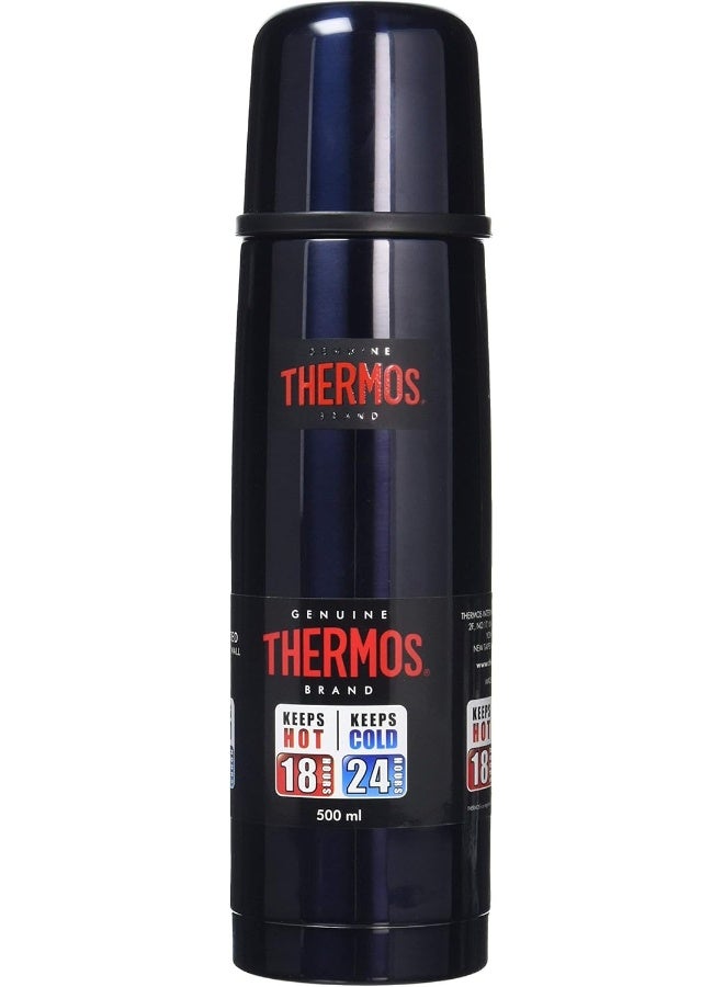 THERMOS STAINLESS STEEL VACUUM INSULATED MIDNIGHT BLUE FLASK 500 ML - Image 1