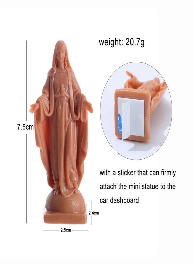 KOMI 3" Virgin Mary Statue with Prayer Card Religious Gifts for Women Catholic Small Mary Car Dashboard Decor Plastic Saint Statue - Image 4