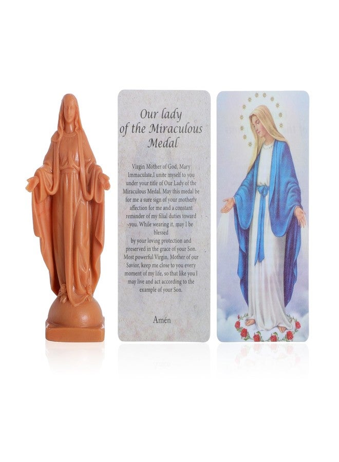 KOMI 3" Virgin Mary Statue with Prayer Card Religious Gifts for Women Catholic Small Mary Car Dashboard Decor Plastic Saint Statue - Image 1