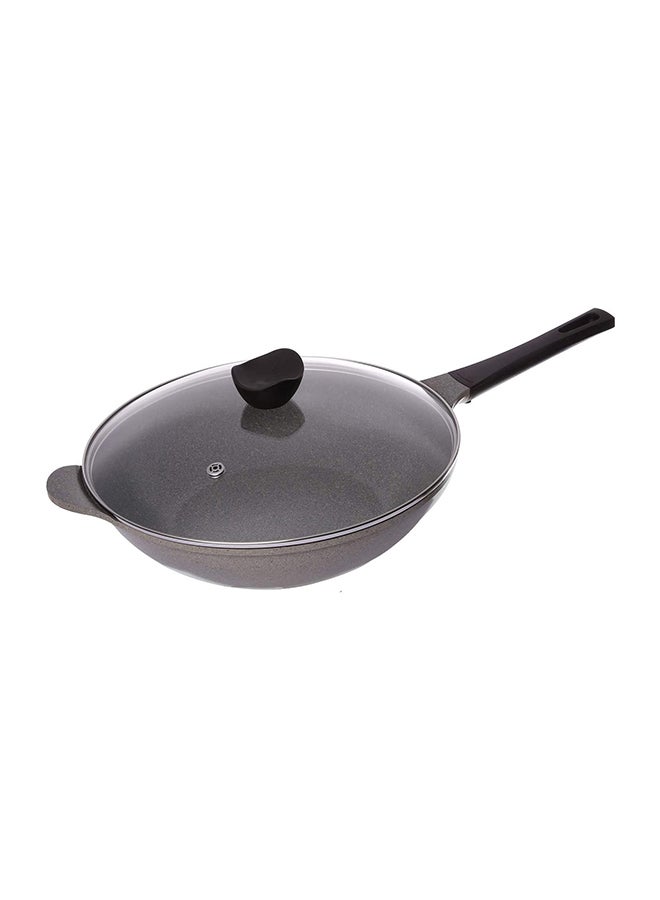 Neoflam Mitra, Wok Pan With Lid Grey Marble - Image 1