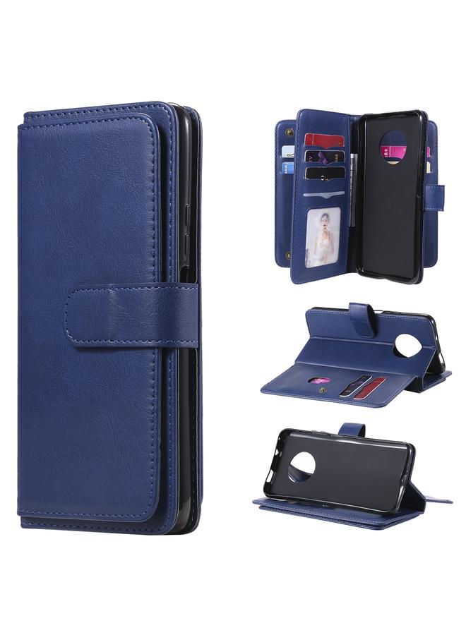 اس-توب جراب لهاتف Huawei Enjoy 20 Plus 5G متعدد الوظائف بمشبك مغناطيسي نحاسي أفقي قابل للطي بلون سادة من الجلد مع 10 فتحات للبطاقات ومحفظة وحامل وإطار للصور - Image 1